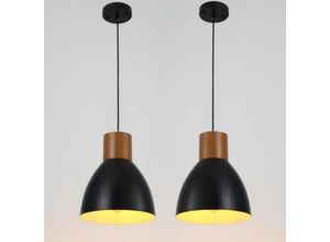 5704142152232 - Wottes - Vintage Industrial Pendelleuchte Schwarz Hängelampe Metall Deckenleuchte für Küche Schlafzimmer Esszimmer 2 Stücke