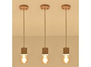 5704142152416 - Wottes - E27 Vintage Pendelleuchte Holz Hängelampe Eisen Esstischlampe für Wohnzimmer Küchen Restaurant Bar 3 Stücke