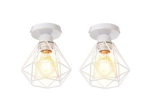 5704142152843 - Wottes - 2Pcs Modern Metall E27 Deckenleuchte Kreative E27 Diamantkäfig Retro Industrielle Deckenlampe (Weiß)