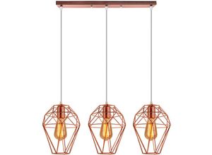 5704142153062 - Wottes - Hängelampe Innen Modern E27 Industrieller Retro Eisenkunst Pendelleuchte Schlafzimmer Küche 3 Lichter Roségold