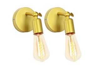 5704142153291 - Wottes - 2Pcs Industrielle Wandleuchten Schlafzimmer Wohnzimmer Küche E27 Verstellbare Wandlampe Hausbeleuchtung Modern Gold