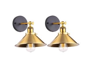 5704142153352 - Wottes - 2Pcs Industrielle Wandleuchte Schlafzimmer Wohnzimmer Küche Wandlampe Retro E27 Home Beleuchtung Gold