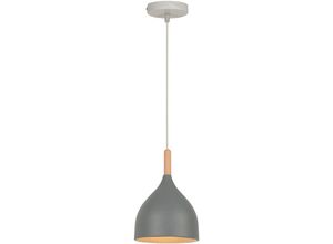 5704142153758 - Wottes - Nordic Modern Einfache Pendelleuchte Metall Holz Hängeleuchte Grau Kronleuchter Lampenschirm