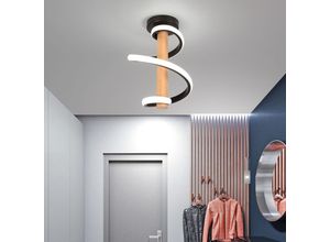 5704142154892 - Wottes - Modern led Deckenlampe Aluminium Holz Pendelleuchten Schwarz Kronleuchter Kaltweiß Licht