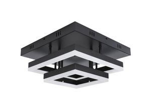 5704142155011 - Wottes - Modern led Deckenleuchte Quadratisch Deckenlampe Schwarz Hängeleuchte Warmweißes Licht