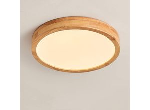 5704142155028 - Wottes - led Deckenlampe Runde Holz Deckenleuchte für Wohnzimmer Küche Kinderzimmer Ø20cm Warmweißes Licht