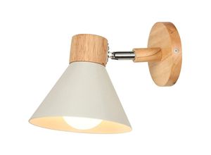 5704142155547 - Wottes - Retro Wandleuchte Holz Metall Wandlampe Innenbeleuchtung für Schlafzimmer Küche Loft E27 Weiß