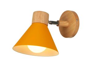 5704142155578 - Wottes - Retro Wandleuchte Holz Metall Wandlampe Innenbeleuchtung für Schlafzimmer Küche Loft E27 Gelb