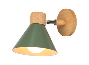 5704142155585 - Wottes - Retro Wandleuchte Holz Metall Wandlampe Innenbeleuchtung für Schlafzimmer Küche Loft E27 Dunkelgrün