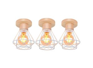 5704142156537 - Wottes - Industrielle Retro Deckenlampe Deckenleuchte Weiß Käfig Kronleuchter für Küche Café Bar Club 3 Stücke