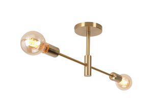 5704142156629 - Wottes - Modern Deckenleuchte Semi Flush Mount Deckenlampe Sputnik Kronleuchter Golden 2 Flammig