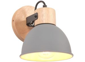 5704142156728 - Retro Industrielle Wandleuchte Schwarz Wandlampe aus Holz und Metall für Schlafzimmer Wohnzimmer Grau