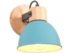 5704142156780 - Wottes - Retro Industrielle Wandleuchte Schwarz Wandlampe aus Holz und Metall für Schlafzimmer Wohnzimmer Hellblau