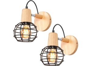 5704142157572 - Wottes - Retro Industrie Wandleuchte Innen Schwarz Wandlampe für Wohnzimmer Bad Schlaf Kinderzimmer 2 Stücke