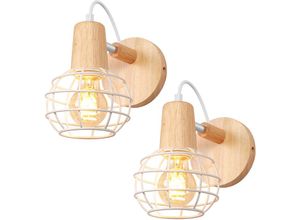 5704142157596 - Wottes - E27 Modern Wandleuchte Verstellbare Weiß Wandlampe Holz Metall Deckenleuchte für Café Loft 2 Stücke