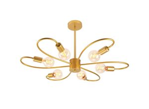 5704142157602 - Wottes - 6-Licht Deckenlampe Modern Semi Flush Deckenleuchte Golden Sputnik Kronleuchter für Küche Esszimmer Wohnzimmer