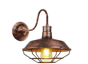 5704142158319 - Wottes - Retro Metall Wandlampe E27 Industrielle Kreative Eisenkunst Topfabdeckung Lampenschirm Wandleuchte Dekoration (Rost)