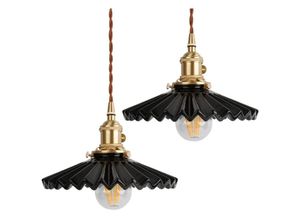 5704142159088 - Wottes - E27 Retro Industrielle Pendelleuchte Höhenverstellbare Hängelampe Kreative Deckenleuchte Schwarz Küchenlampe 2 Stücke