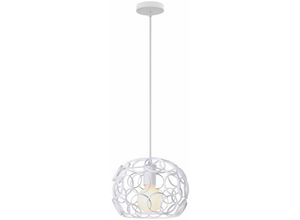 5704142159132 - Wottes - Modern E27 Pendelleuchte Glas Metall Hängelampe Weiß Höhenverstellbar Deckenleuchte Esszimmerlampe Ø25CM