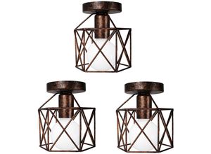 5704142159538 - Wottes - 3Pcs Edison Deckenleuchte E27 Persönlichkeit Retro Metall Kreative Käfig Deckenlampe Cafe Bar Rost