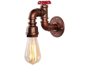 5704142159866 - Wottes - E27 Wandleuchten Industrielle Wasserrohr Wandlampe Metall Dekoration Küche Schlafzimmer Beleuchtung Roter Rost