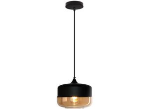 5704142159934 - Wottes - Industrielle Pendelleuchte Metall Glas Hängeleuchte Innen Dekoration Esstischlampe Wohnzimmerlampe Schwarz