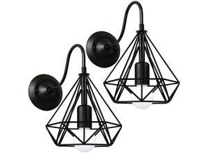 5704142160848 - Wottes - 2Pcs Modern Kreative Wandleuchte Metall Wandlampe Diamantkäfig Retro Industrie Büro Dekoration Licht