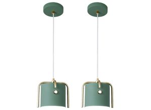 5704142162361 - Wottes - Modern Industrielle Pendelleuchte Kreative Metall Hängeleuchte Höhenverstellbare Kronleuchter Grün 2 Stücke