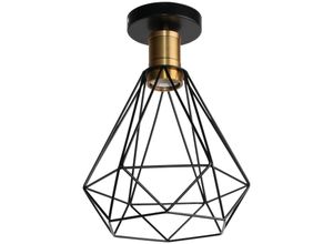 5704142170847 - Wottes - Retro Industrielle Deckenleuchte Schlafzimmer Bar Dekoration Metall Diamant Käfig Deckenlampe