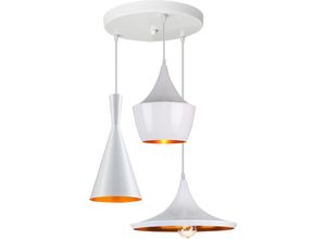 5704142171127 - Wottes - Modern Metall Pendelleuchte Kreative Persönlichkeit Schlafzimmer Retro Dekorativer Kronleuchter 3 Lichter - Weiß