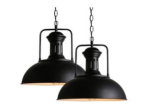 5704142171455 - Wottes - E27 Pendelleuchte Retro Industrielle Hängelampe 33CM Deckenleuchte Metall Pendelleuchte - 2 Stücke Schwarz und Weiß