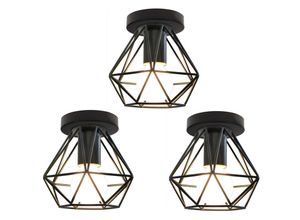 5704142171905 - Wottes - 3Pcs Industrie Retro Deckenleuchte Eisenkunst Diamant Käfig Schlafzimmer Wohnzimmer Bar Deckenlampe