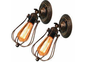 5704142172148 - Wottes - 2Pcs Industrielle Wandleuchte Wohnzimmer Metall Käfig Retro Einstellbare Beleuchtung Wandlampe - Oxid