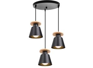 5704142172483 - Creative Personality Pendelleuchte Retro Industrielle Style Bar Dekorativer Kronleuchter Schmiedeeisen 3 Lichter (Schwarz)