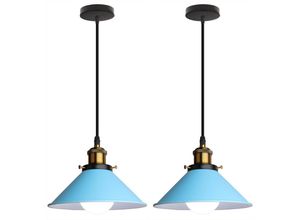 5704142174043 - Wottes - 2Pcs Pendelleuchte Modern Minimalistisch Kreativ Schlafzimmer Wohnzimmer E27 Kronleuchter (Blau)