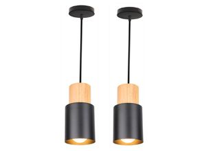 5704142174319 - Wottes - 2Pcs E27 Pendelleuchte Schmiedeeisen Industrielle Küche Restaurant Macaron Kronleuchter (Schwarz)