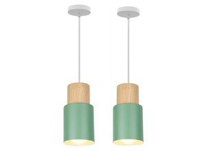 5704142174333 - Wottes - 2Pcs E27 Pendelleuchte Eisen Kreativ Einstellbar Schlafzimmer Wohnzimmer Macaron Kronleuchter (Grün)