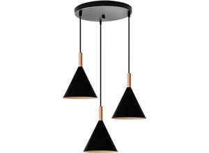 5704142175125 - Wottes - Modern Kreative Industrielle Verstellbare Pendelleuchte E27 Dekorativer Kronleuchter 3 Lichter Schlafzimmer (Schwarz)