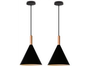 5704142175217 - Wottes - 2Pcs Retro Schmiedeeisen Pendelleuchte E27 Beleuchtung Schlafzimmer Industrieller Kronleuchter (Schwarz)