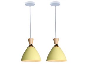 5704142175576 - Wottes - 2Pcs Pendelleuchte Modern kreative Innen Beleuchtung E27 Kronleuchter Schlafzimmer Wohnzimmer (Gelb)