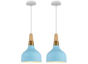 5704142175729 - Wottes - 2Pcs Pendelleuchte Kreativ Modern E27 Dekoration Kronleuchter Eisenkunst Restaurant Bar (blau)