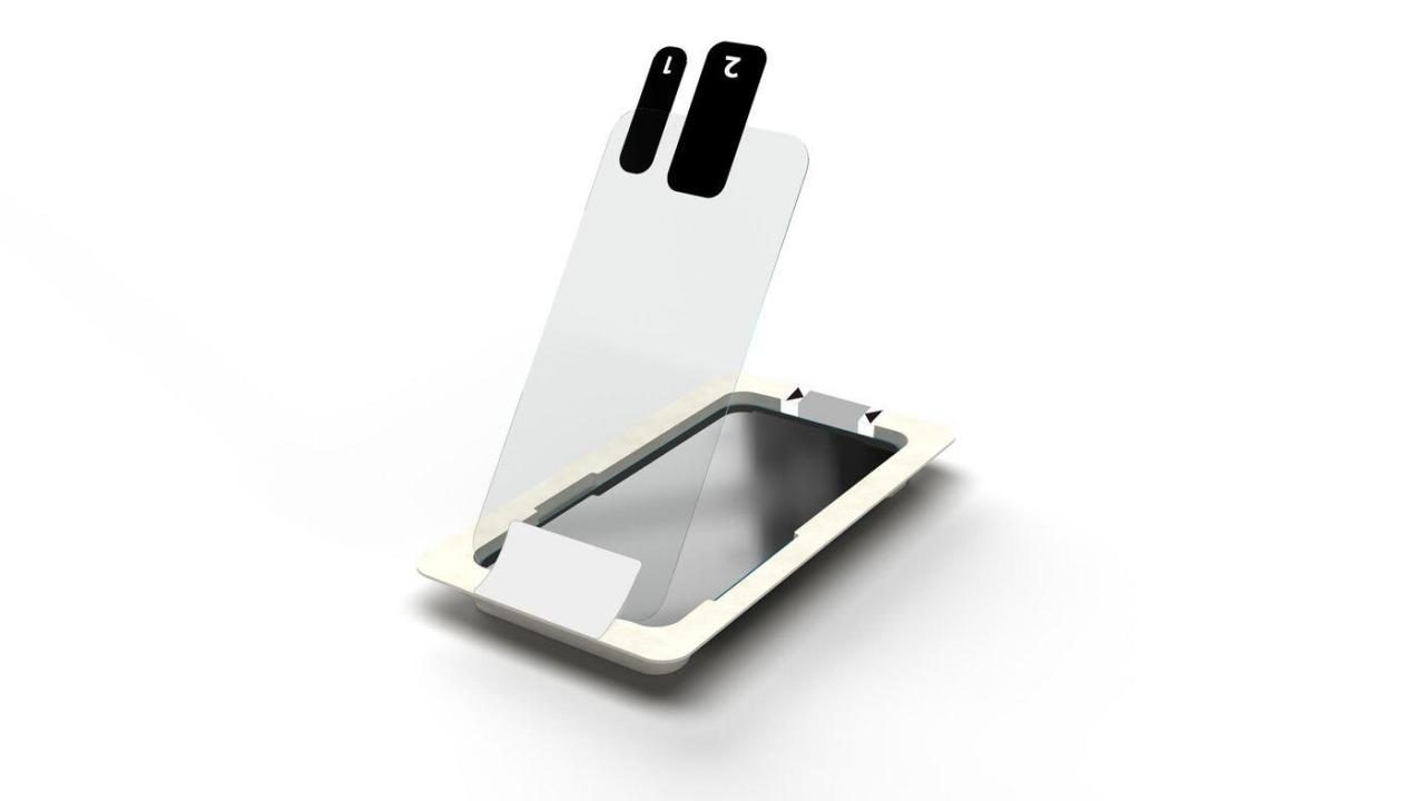 5704174893110 - Titan Shield Screen Protector with mounting frame for iPhone 16e 14 13 Pro 13 - Clear