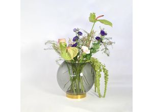 5704444055965 - Vase Globe Ø 17 cm rauchgrau   gold Glas Edelstahl