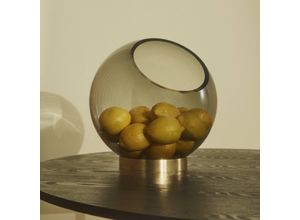 5704444069504 - Vase Globe Ø 17 cm bernstein   gold Glas Edelstahl