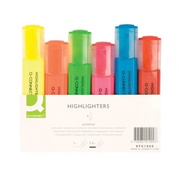 5705831019096 - Textmarker-Set KF01909 Etui 6-farbig sortiert 2-5mm Keilspitze 5705831019096 Q-CONNECT 6 Stück