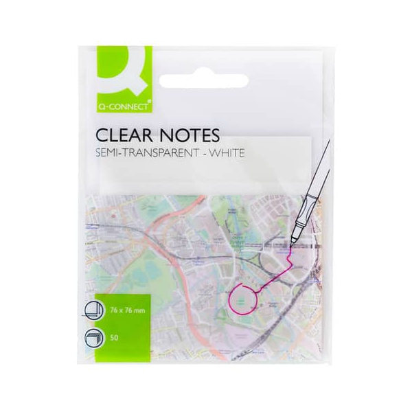 5705831103702 - Haftnotizen KF10370 76x76mm transparent weiß quadratisch 5705831103702 Q-connect