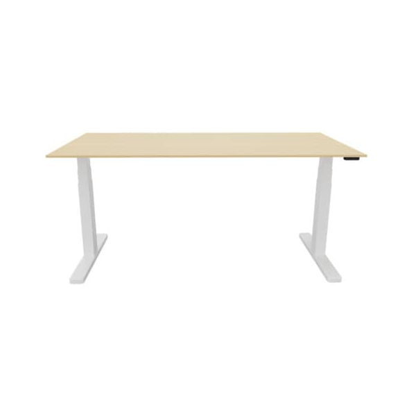 5705831141537 - Schreibtisch KF14153 elektrisch höhenverstellbar 65-130cm (H) 160x80cm (BxT) rechteckig ahorn   weiß 5705831141537 Q-connec