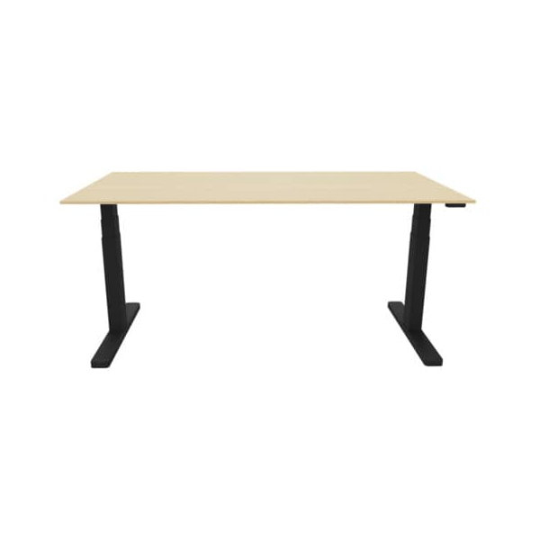 5705831141612 - Schreibtisch KF14161 elektrisch höhenverstellbar 65-130cm (H) 160x80cm (BxT) rechteckig ahorn   schwarz 5705831141612 Q-con