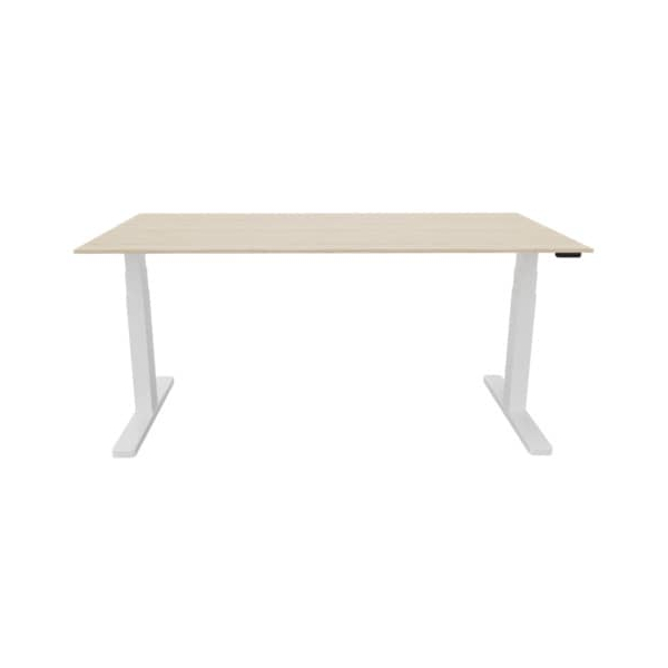 5705831141643 - Schreibtisch KF14164 elektrisch höhenverstellbar 65-130cm (H) 180x80cm (BxT) rechteckig eiche   weiß 5705831141643 Q-connec