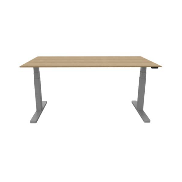 5705831141681 - Schreibtisch KF14168 elektrisch höhenverstellbar 65-130cm (H) 180x80cm (BxT) rechteckig eiche   silber 5705831141681 Q-conn